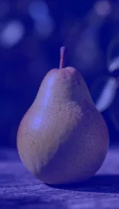 Sample photo of a pear transformed with e_tint:45,co_blue