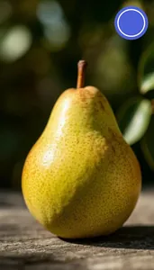 Sample photo of a pear transformed with l_badge,w_110,g_north_east,x_16,y_16
