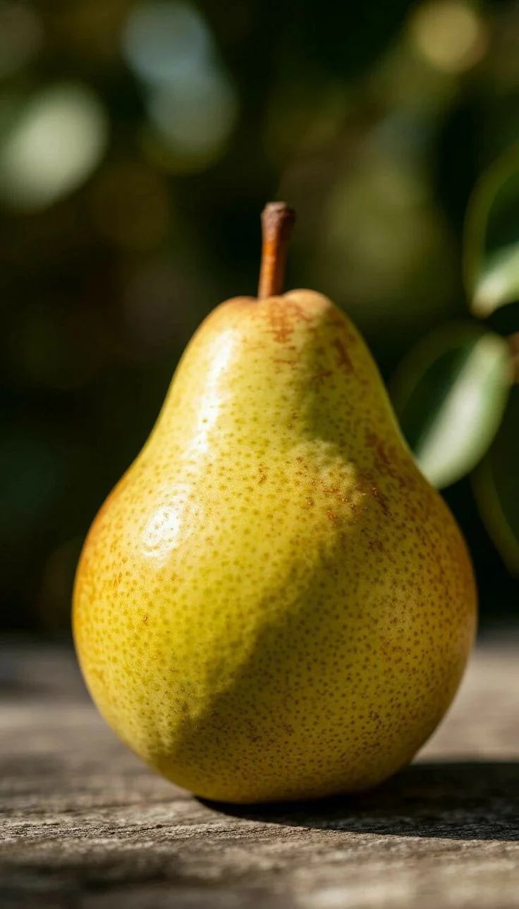 The pear scaled to 736 pixels wide